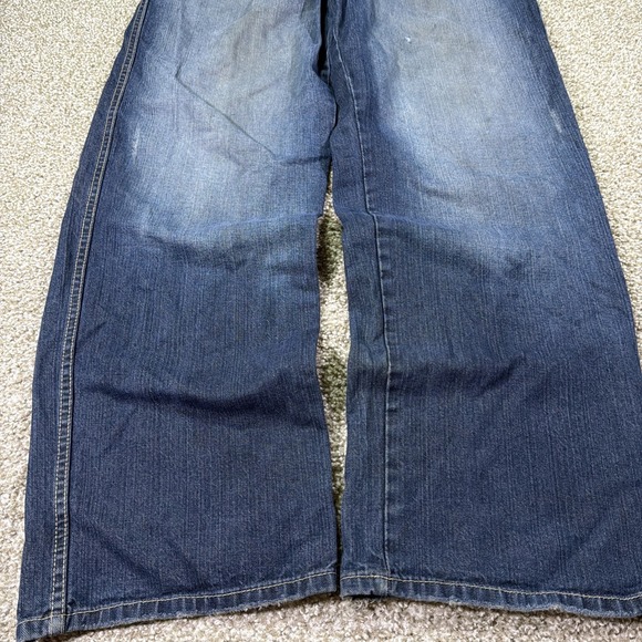 Pelle Pelle Wide leg Baggy Distressed Jeans Y2k Grunge Style 38/33 Essentials - Picture 5 of 13